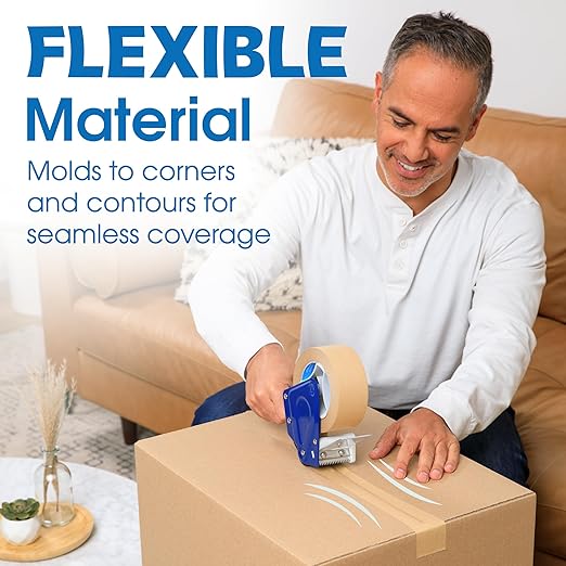 SPARTAN INDUSTRIAL - 2" X 60 yd Kraft Paper Tape with Rubber Adhesive - 6 Rolls of Brown Box Tape for Shipping and Moving - 7 Mil