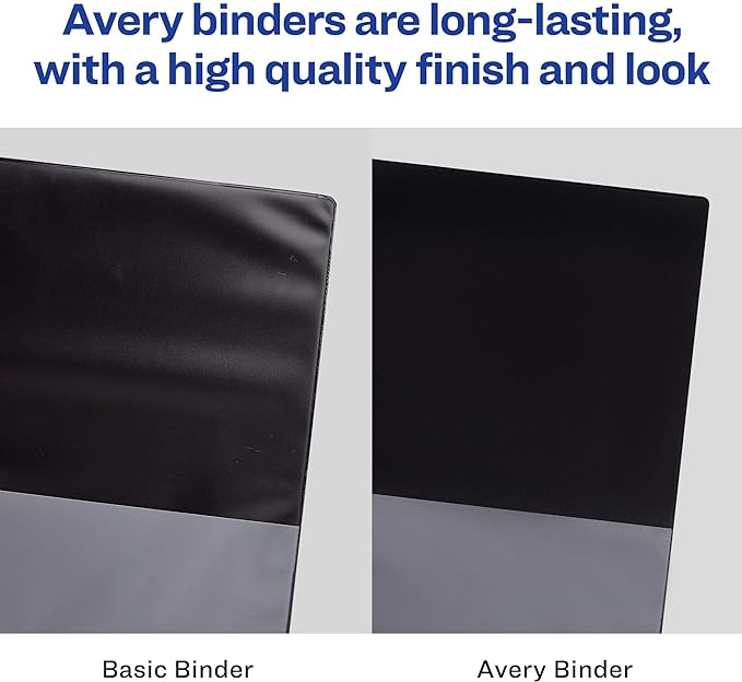 Avery Economy View 3 Ring Binders, 3" Round Rings, 4 Black Binders (03361)