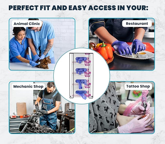 Alpine Glove Holder for Wall Mount Latex Gloves - Wire Box Dispenser for Disposable Gloves, Tissues, Masks, Wipes & More - Fits 4 Boxes (Black)