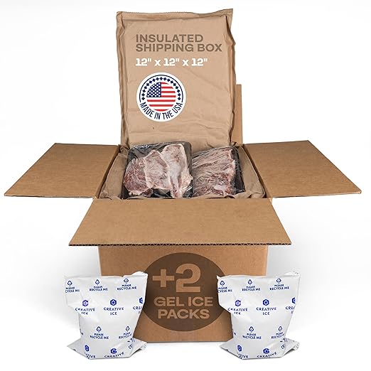 Insulated Thermal Shipping Box 12"x12"x12" with 2 Gel Ice Packs, Pack of 1 - USA-Made Cold Food Shipping Box with Absorb Condensation Thermal-Paper Liner - Frozen Food Shipping Kit by IDL Packaging
