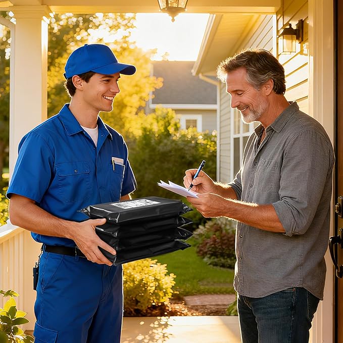 Metronic Poly mailers 14.5x19'' 100pcs with 4x6 Thermal Labels 100 Labels, Strong Adhensive Shipping Bags for Clothing,Waterproof Shipping Envelopes Mailing Bags for Small Business,Black