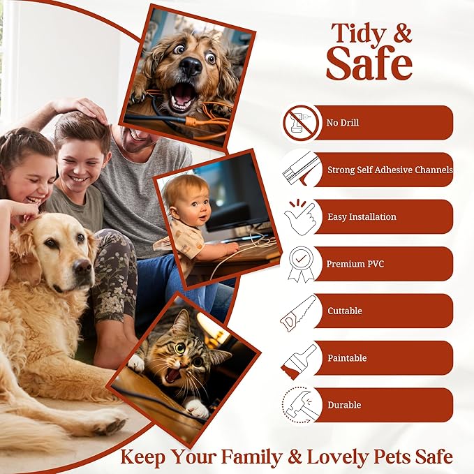 Black Cord Hider Cable Raceway - 315in Wire Cover for Cords, Hide Wires, Cord Covers for Wall Mounted TV, Cable Hider Wall Kit, Large Conduit Channel