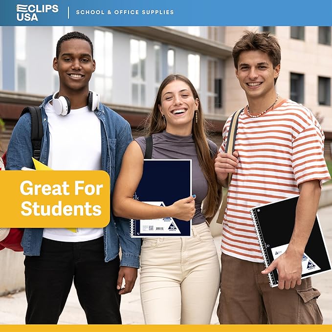 Spiral Notebook, Ruled Notebooks, 70 Sheets, Single Subject, Notebooks Bulk, 6 Color Assortment, 3 Hole Perforated Sheets (48, College Ruled)