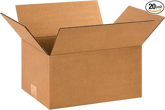BOX USA B1296SK Corrugated Boxes, 12" L x 9" W x 6" H, Kraft (Pack of 500)