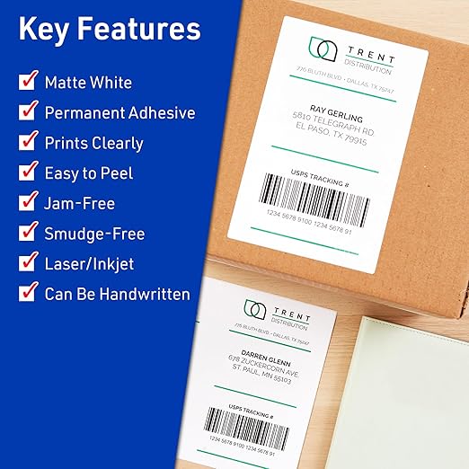 Avery Matte White Rectangle Labels, 2" x 4" Labels, 400 Total, Laser/Inkjet Printable, Great for Product Merchandising, Barcodes, Candles, Price Tags, Thank You Gifts, and More