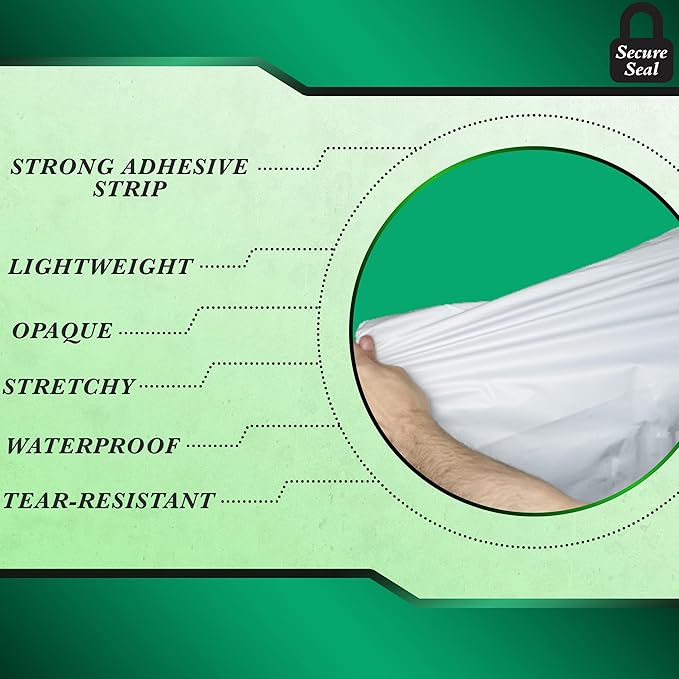 1000 Pack Secure Seal White Poly Mailers Shipping Bags - Safe Shipping with 19x24 Mailers Poly Bags - E-Commerce Poly Bags for Shipping - Self Sealing 2 Mil Poly Shipping Envelopes