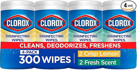 Clorox Disinfecting Cleaning Wipes Variety Pack, 75 Count Each, Pack of 4 (Package May Vary)