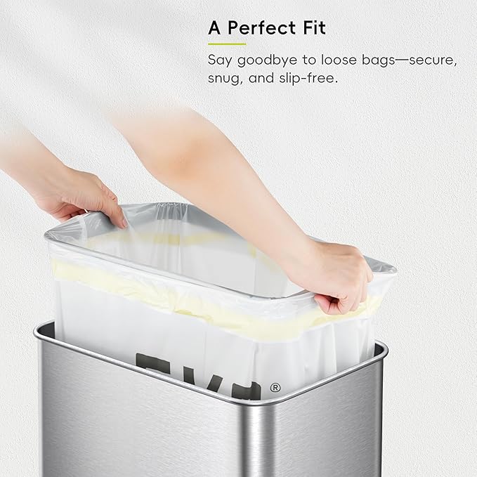 EKO 12.9 Gallon / 45-49 Liter, 110 Count Drawstring Trash Bags, Extra-Strong Unscented Garbage Bags, Easy-Dispense Roll for Kitchen & Household Use, Resists Tears, Leaks and Punctures, Code J, White