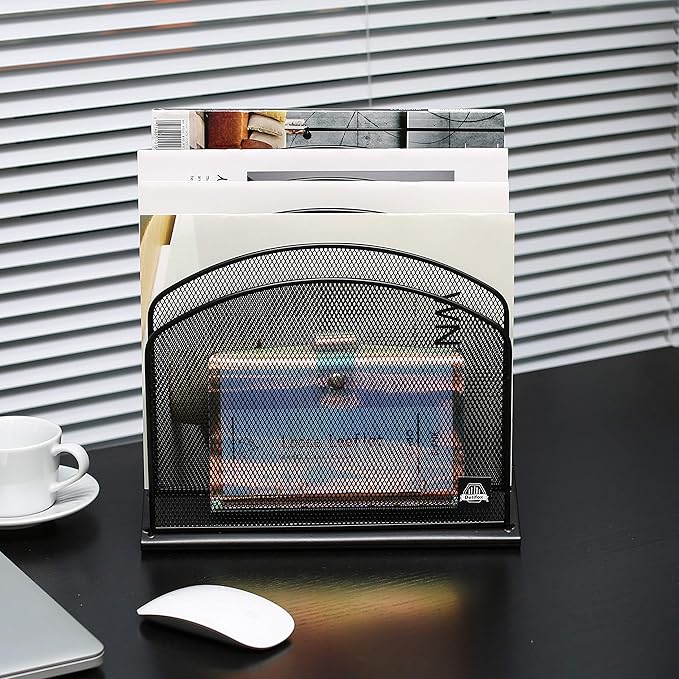 2 Pack Inclined Desk File Organizer, 5 Slot Desktop File Folder Holder Document Holder Sorter Organization and Accessories for Office School Classroom