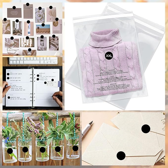 ‎‎WANSTE 10Rolls 10000PCS 0.75 Inch Small Black Sticky Tags, Permanent Sticky Dot Color Code Labels in Dispenser Box,Circle Blank Labels Total for Documents, Inventory,Calendars, CDs,Garage Sales